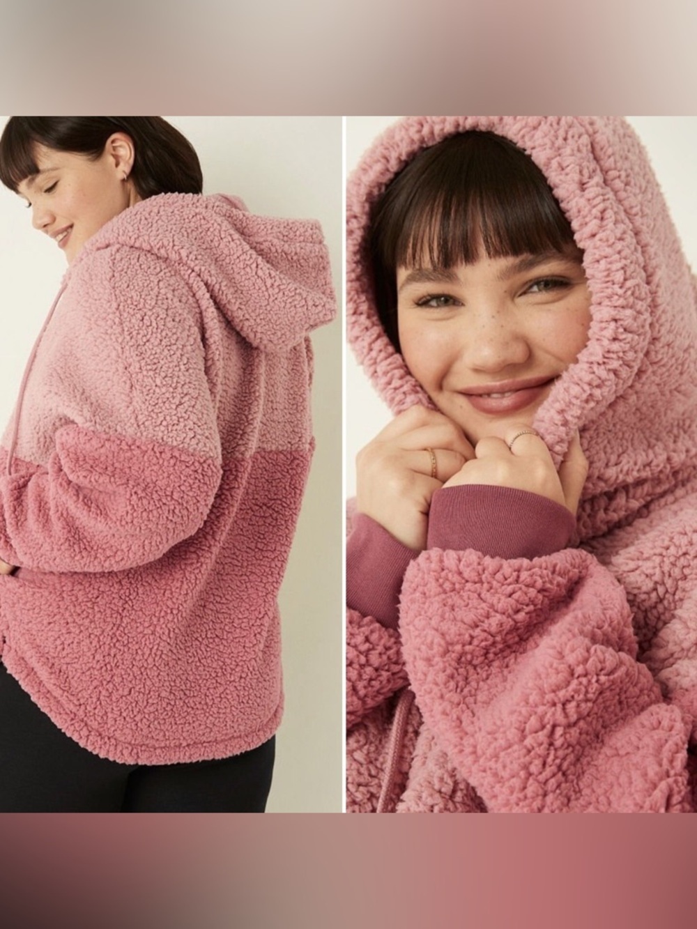 Victoria's Secret PINK Varsity Sherpa Half Zip Pullover Hoodie Sweater Size XL